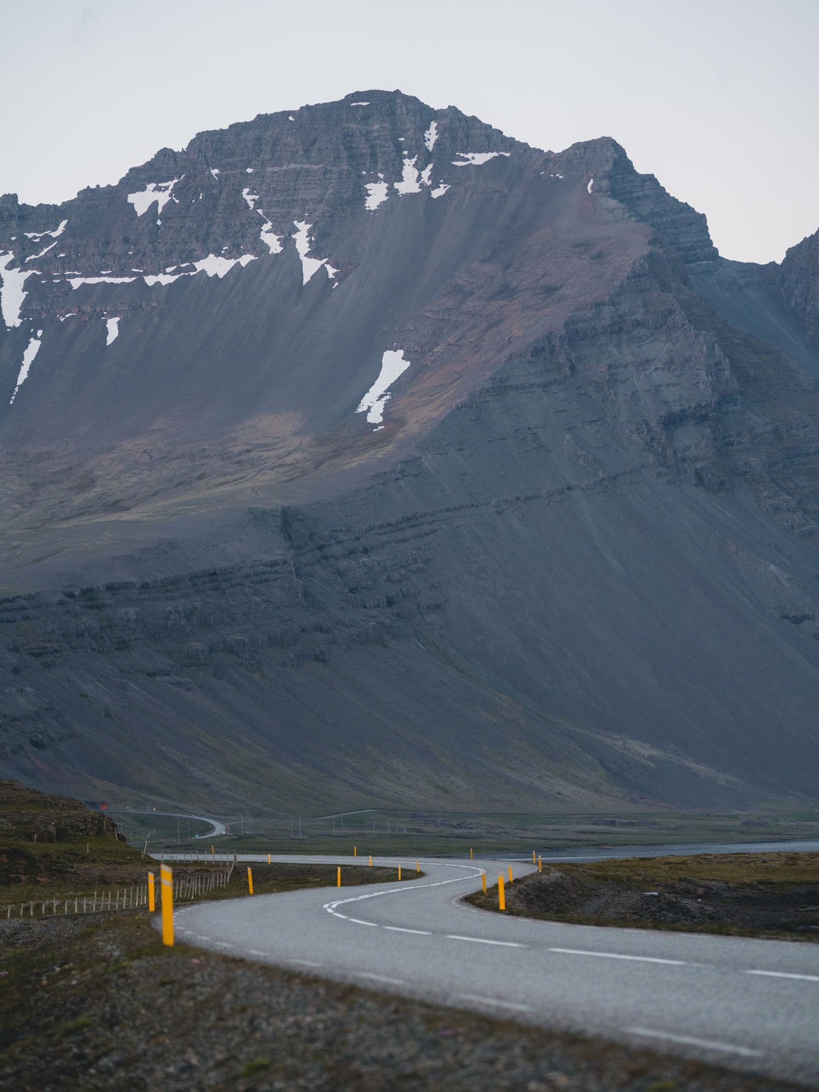 A dramatic Icelandic mountain road on a longer scenic drive